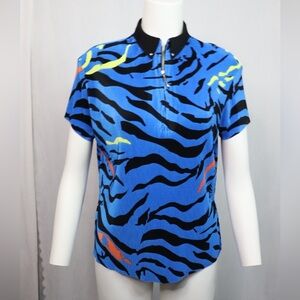 JAMIE SADOCK Electric Blue Zebra Ribbed Golf Polo